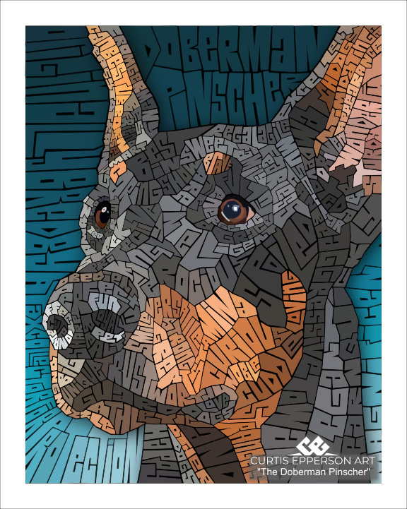 Doberman Pinscher - Word Mosaic Art Print