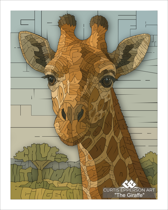 The Giraffe - Word Mosaic Art Print