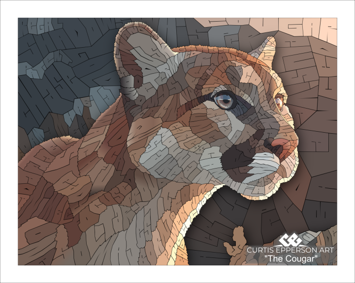 The Cougar - Word Mosaic Art Print