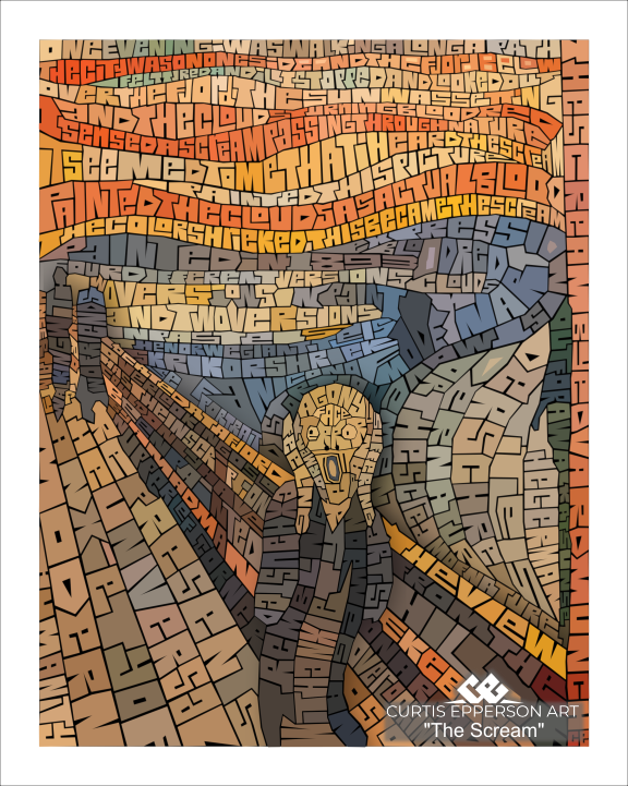 The Scream - Word Mosaic Art Print