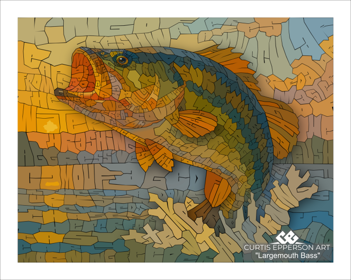 Largemouth Bass - Word Mosaic Art Print