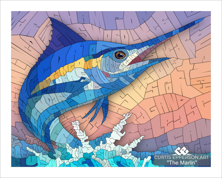 The Marlin - Word Mosaic Art Print