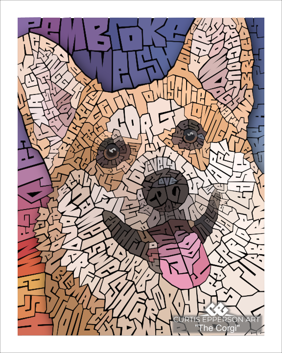 Corgi - Word Mosaic Art Print