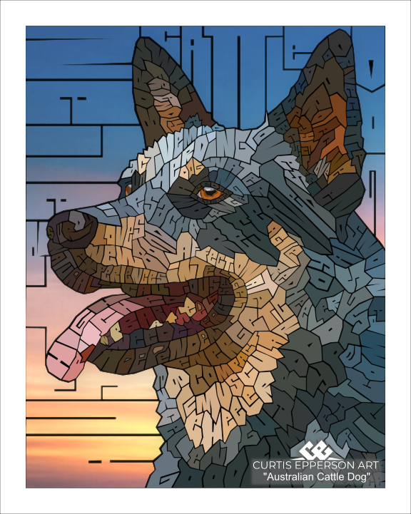 Australian Cattle Dog - Word Mosaic Art Print