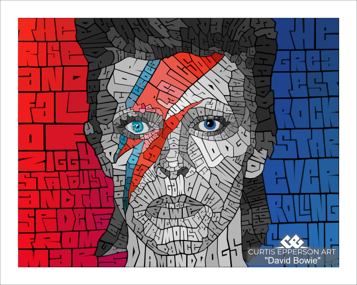 David Bowie - Word Mosaic Art Print