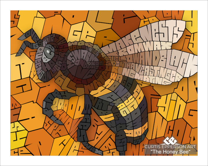 Honey Bee - Word Mosaic Art Print
