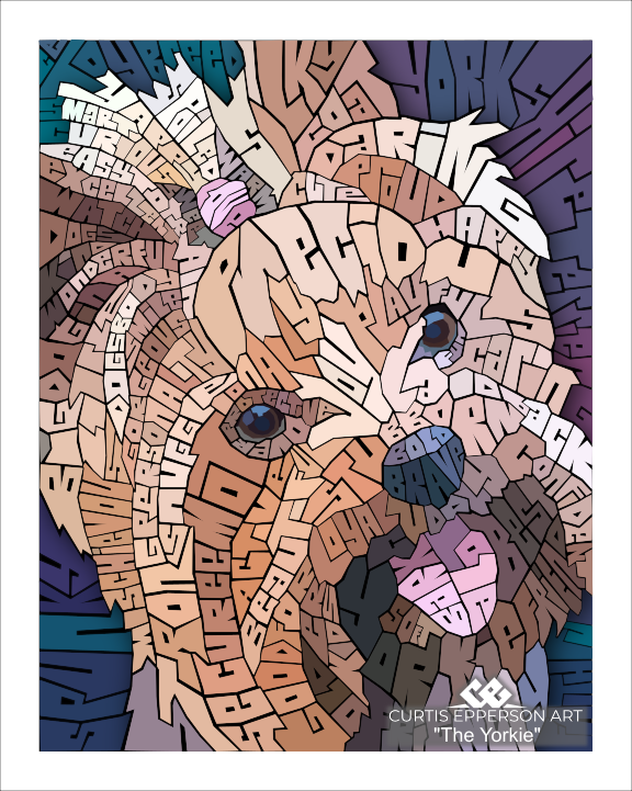 Yorkie - Word Mosaic Art Print