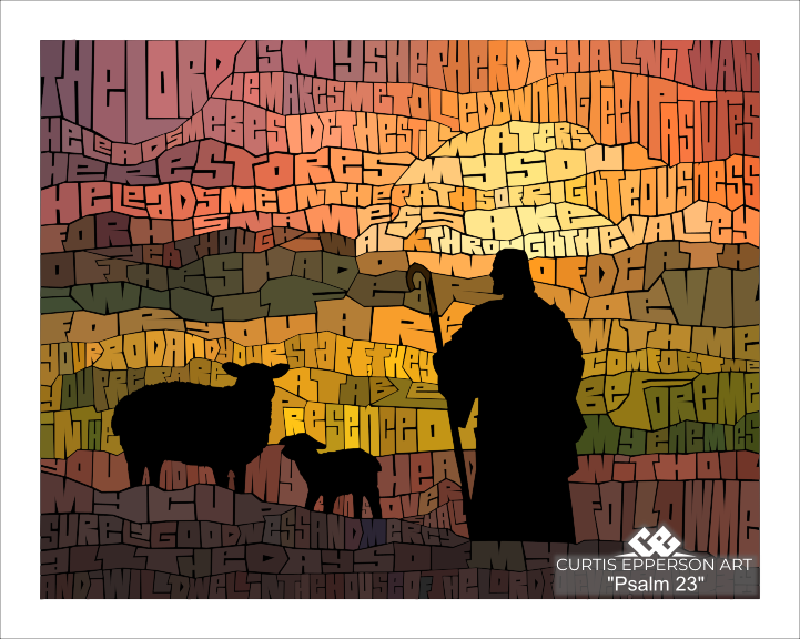 Psalm 23 - Word Mosaic Art Print