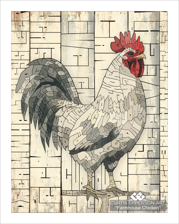 Farmhouse Chicken - Word Mosaic Art Print