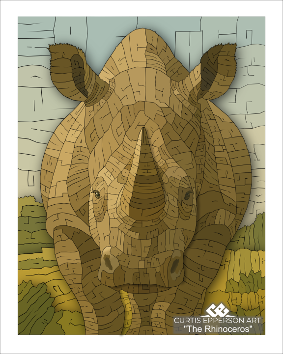 The Rhinoceros - Word Mosaic Art Print
