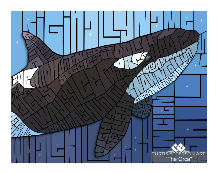 Orca - Word Mosaic Art Print