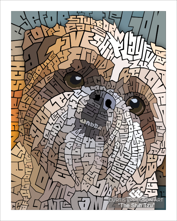 Shih Tzu - Word Mosaic Art Print
