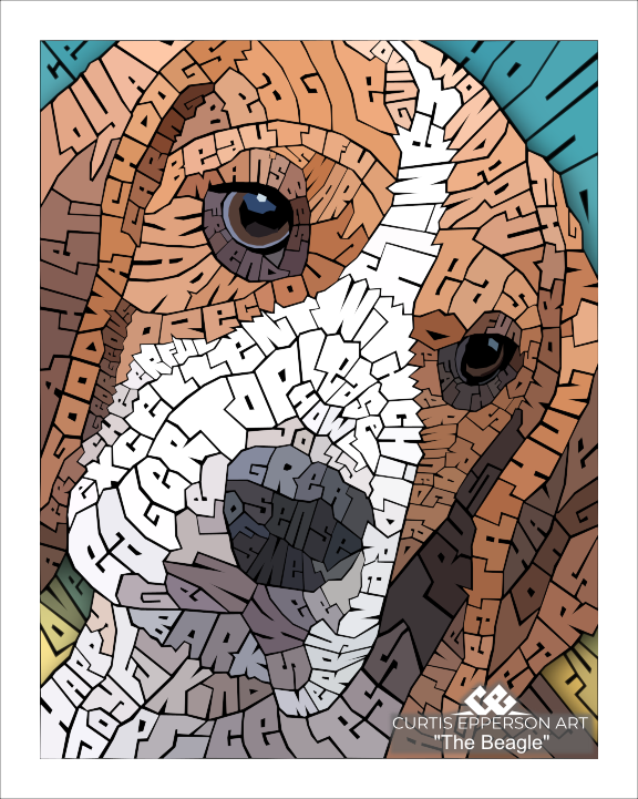 Beagle word mosaic artwork