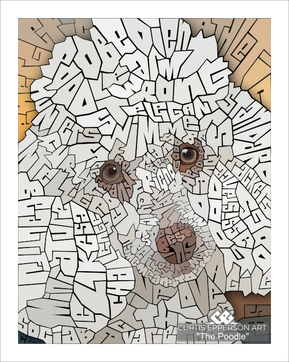 Poodle - Word Mosaic Art Print