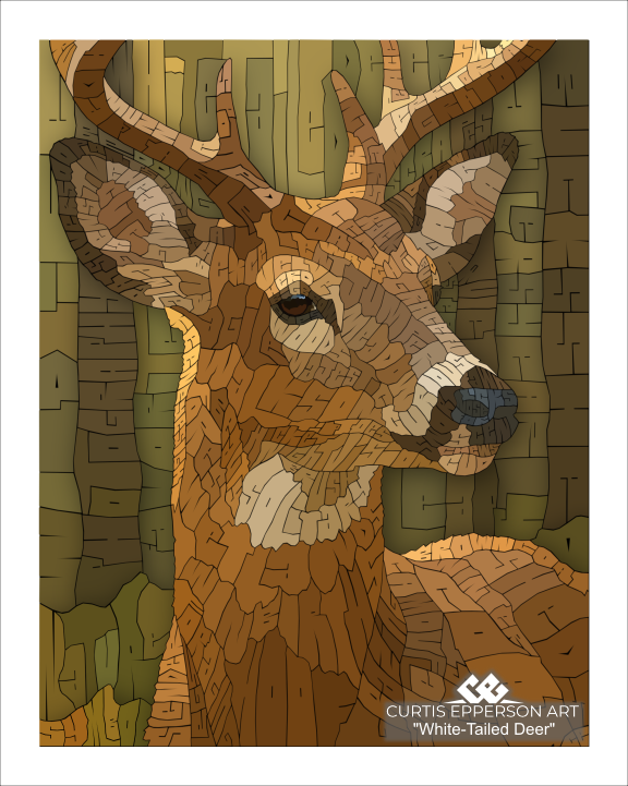 White-Tailed Deer - Word Mosaic Art Print
